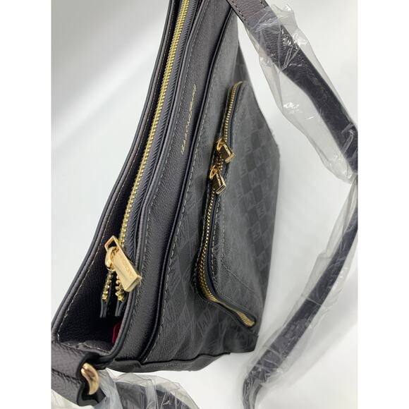 Isaac Mizrahi Live Crossbody Bag Women Multi Pouch Signature Canvas Gray Purse - Picture 11 of 11